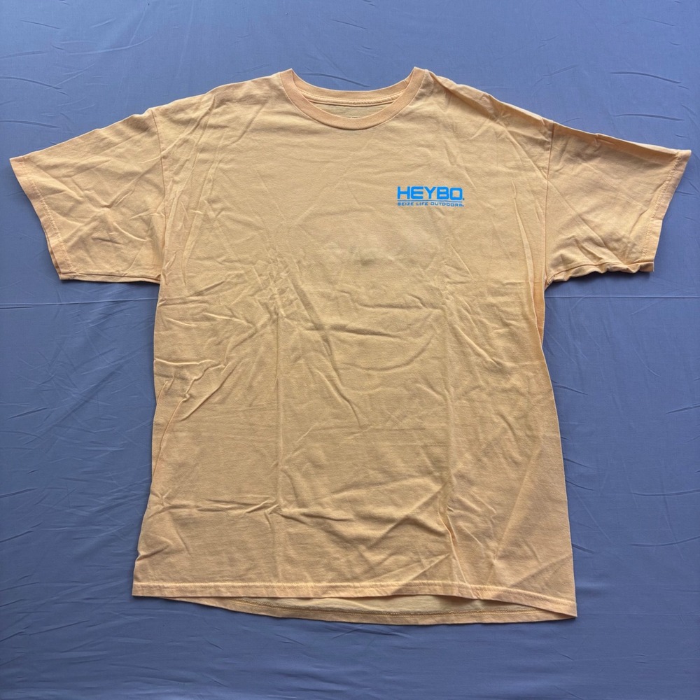 Heybo Seize Life Outdoors Mens XL Peach Orange American Flag Fish Graphic Tee